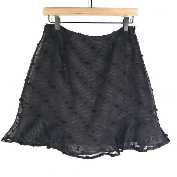 NEW Entro True‎ To You Skirt M Black Swiss Dot Ruffle Hem NWT - Picture 1 of 9